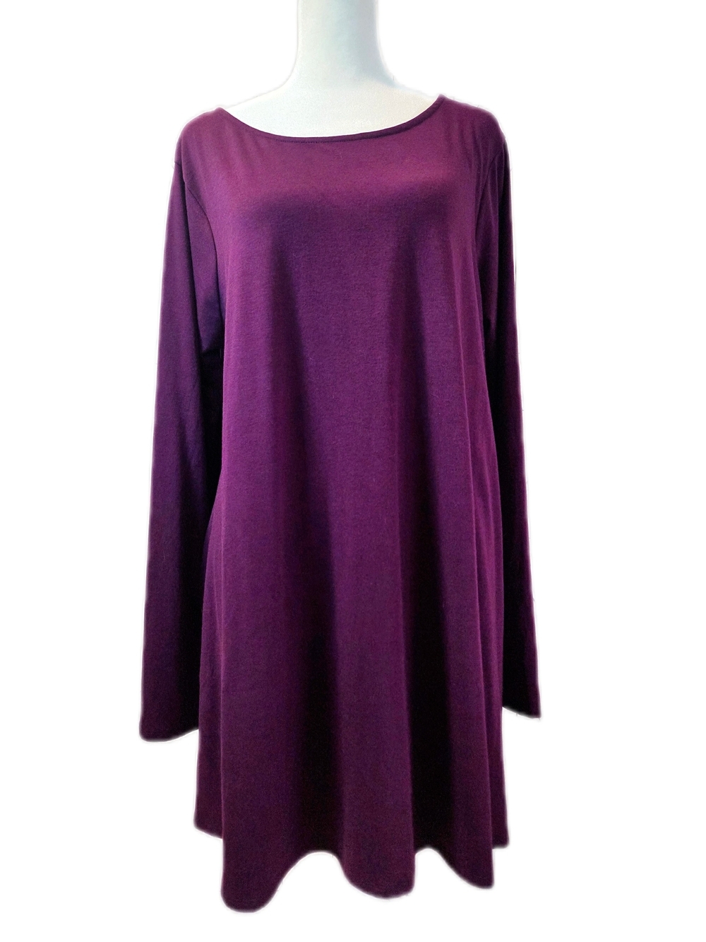 Zenana Outfitters Long Sleeve Swing Dress in Plum